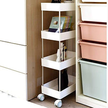 Knoijijuo Trolley 4 Livelli, Cucina Soggiorno Sala da Bagno Camera Auto Abstell, Carrello Multifunzionale con Ruote,Bianca