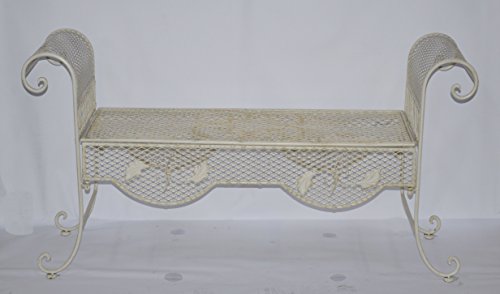 Decoratie - Panchina da giardino, stile shabby chic, in ferro bianco, 134 cm