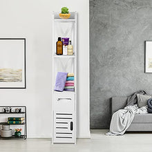 Wakects Armadietto alto per il bagno, con 2 scomparti aperti, in legno, 120 x 22 x 22,5 cm