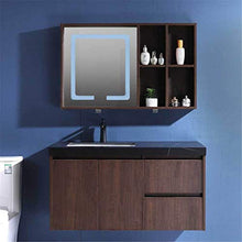 Set di Mobiletti Specchio e Lavabo Mobile da Bagno in Legno massello Combinato Semplice in Marmo Vanity Bagno Smart Specchio armadietto (Color : Brown, Size : 48x99x51.2cm)