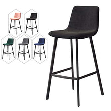 Sgabelli da Bar in Ferro battuto | Sedie da Bar, per bancone della Cucina, Sala da Pranzo, Bar, Pub con Schienale e Sedile in Velluto (Altezza Seduta: 65/75 cm)