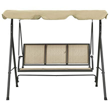 Tidyard Dondolo da Giardino 3 Posti in Tessuto con Baldacchino Tetto Antracite e Sabbia 170x110x153 cm,Dondolo da Esterno,Dondolo con Tetto,Dondolo 3 Posti,Dondolo con Tetto,Dondolo con Baldacchino