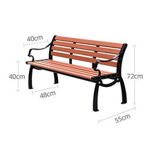 Panca da esterno per il tempo libero sedia in legno di plastica, panca da terrazza con bracciolo schienale, sedia da giardino anti-corrosione e anti-sole, per giardino / veranda / balcone