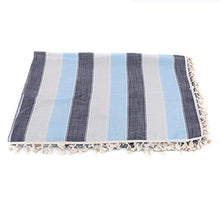 Weisin Dining Table Cloth Blue Spliced Stripe Tassel Tablecloth Decorative Home Accessory,Blu Navy