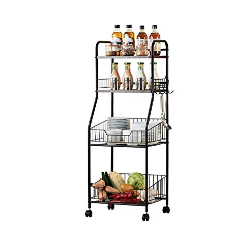 WangQ Scaffale, Moderno e Minimalista ripiano in Metallo Grano in Legno cremagliera Mobile conveniente Soggiorno Sala da Pranzo mensola Camera da Letto 2 Colori 60X35X125 CM carrellino Cucina