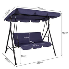 SPRINGOS - Dondolo da giardino Fiona, con tetto, per 3 persone, altezza x larghezza x profondità: 150 x 170 x 109 cm