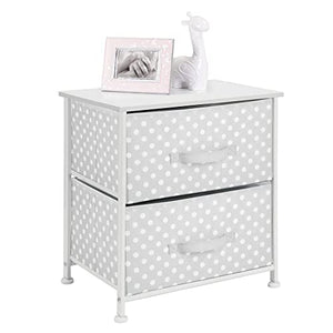 mDesign Mobiletto con due cassetti in fibra sintetica – Comodo organizer cameretta con fantasia a pois – Piccola cassettiera per bambini perfetta per la cameretta – grigio e bianco
