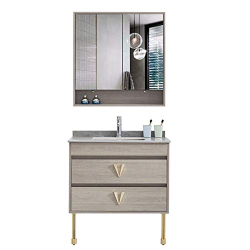 JOMSK unità di lavabo dell'Armadio vanità Banco per Mobile da Bagno Combinazione lavabo da Terra lavabo Roccia lavabo lavabo lavandino lavandino (Color : Gray, Size : 50x90x80cm)