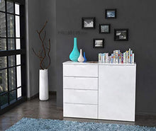 Meubletmoi - Cassettiera Dressing, 1 ante, 4 cassetti, design moderno contemporaneo, colore: Bianco