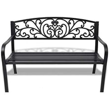 EBTOOLS - Panca da giardino in metallo resistente, panchina da giardino con schienale e braccioli, panca, per giardino, parco, terrazzo, esterno, 127 x 60 x 85 cm, decorazione per esterni