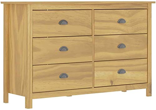 Credenza Governo del cassetto Cassettiera 6 cassetti Comodino Catena collinare 125x40x80 cm Solido Legno di Pino Hyococ