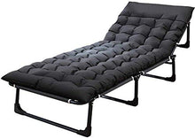 GAOFQ Lettino Prendisole Sedie da Giardino Letto Pieghevole con Materasso, Letto Singolo allargato 68 cm di Cotone Pad Antiscivolo Pausa Pranzo in casa Reclinabile Nero