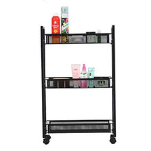 LYM &ripiano di stoccaggio Scaffali Multifunzione Soggiorno Camera da Letto Cucina 3 Strati Movable with Wheel Landing Storage Rack Nero Scaffale di Finitura