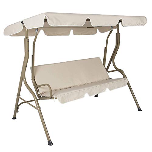 Patio Swing Canopy Cover Set - Swing Sostituzione Top Cover + Swing Cuscino per 3 Dondolo Antipolvere Protezione, Solo Copertina