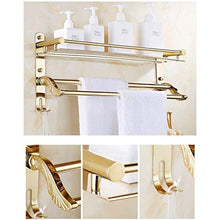 Portasciugamani Mensola in Oro in Stile Europeo Bagno in Acciaio Inox 304 Mensola portasciugamani Multifunzione a Doppio Strato monostrato (Size : 40cm)