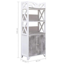 FAMIROSA Armadietto Bagno Grigio e Bianco 46x24x116cm Legno di Paulownia