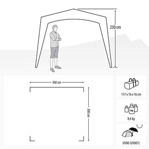 Qeedo Quick Space Camping Pavillon (3x3m) con protezione dai raggi UV (UV80) & Dark-Coating - antivento, montaggio rapido, 8 persone - grigio