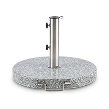 blumfeldt Schirmherr 30RD - Supporto Ombrellone da Terrazza, Rotondo, in Granito, 30 kg, Superficie 45 x 45 cm, Fusto in Acciaio Inox, Grigio Lucido