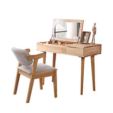 DD&QG Sgabello Imbottito,Arte del Legno Camera da Letto Tavolo da Toeletta Scrivania con Cassetti,Grande capacità di Storage,Tavolo da Trucco con Flip Top Mirror-C-2 PCS 100x45x75cm(39x18x30inch)