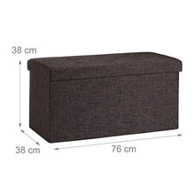 Relaxdays 10019048_93 Pouf con Contenitore XL, con Coperchio, Panca Pieghevole, Sgabello Poggiapiedi, 36x76x38 cm, Marrone