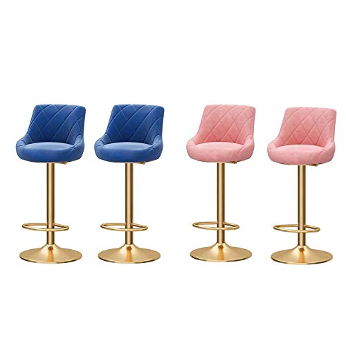 Sgabelli da Bar Sedia Set di 4 Bar Moderno Sgabelli Flanella sede contatore Altezza Regolabile a 360 ° Sgabello Girevole (2 Colori) Regolabile Sgabello da Bar (Color : Blue And Pink)