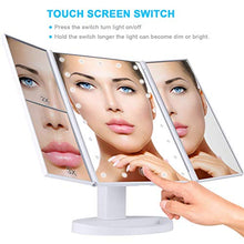 QAVILFLY - Specchio cosmetico con luci, ingrandimento 2 x 3 x, interruttore touch screen, doppio alimentatore, portatile ad alta definizione, specchio per trucco a tre luci