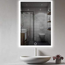 AUPERTO Specchio da bagno a LED – 50 x 70 cm specchio da parete con sensore a tocco, bianco caldo/bianco caldo, sospensione verticale o orizzontale
