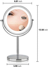 Specchio Specchi di Trucco 17 LED Light Vanity 10x cosmetico da 7 Pollici Regolabile da 7 Pollici a ingrandimento Bagno bifacciale