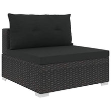 vidaXL Set Divani da Giardino 5 pz con Cuscini Foderati Lavabili Modulare Leggero Elegante Arredi da Esterno in Polyrattan Nero Telaio in Acciaio