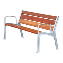 3 posti terrazza panchina da giardino panchina da parco mobili da esterno, Struttura in fusione di alluminio e legno massello Sedia a doghe con schienale, Sedia da veranda resistente alle intemperie
