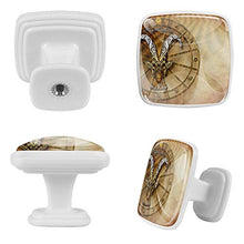 Set di 4 maniglie rotonde per armadio da cucina, credenza, cassettiera, cassettiera, con viti, per cucina, comò, armadietto, bagno, guardaroba, capricorno, oroscopo zodiacale, astrologia