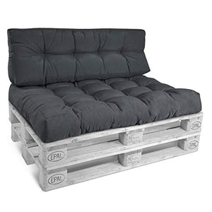 Beautissu Set da 2 Cuscini per spalliera di divanetti con Pallet o bancali Eco Style - 60x40x10/20cm cad. - Grigio