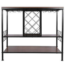 Cantinetta Portabottiglie di Vino a 3 Strati in Pannello in MDF, Struttura in Ferro, con portabottiglie per Vino e 2 Ganci per Bicchieri da Vino, per Soggiorno, Cucina, Bar, 39,7x105x88,5 cm