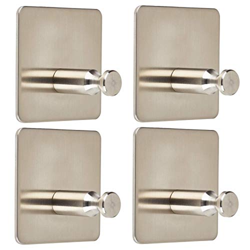 4 Pezzi Ganci per Asciugamani Autoadesivi ARIA II, Max. 3 Kg, senza Foratura, Acciaio Inox, per Cucina e Bagno Ganci da Parete Gancio per Stoviglie Gancio Portasciugamani Ganci da Cucina di SO-TECH®