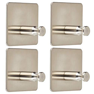 4 Pezzi Ganci per Asciugamani Autoadesivi ARIA II, Max. 3 Kg, senza Foratura, Acciaio Inox, per Cucina e Bagno Ganci da Parete Gancio per Stoviglie Gancio Portasciugamani Ganci da Cucina di SO-TECH®