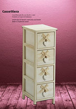 King Home C656119 Cassettiera 4 Cassetti con Cuore Washed in Legno di Paulownia, Bianco