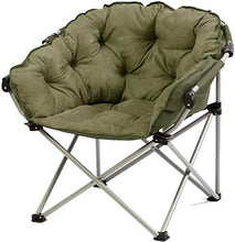 Sedia a sdraio pieghevole in tessuto scamosciato, colore verde militare con motivo luna, pieghevole, lavabile e reclinabile, divano letto rotondo con schienale morbido imbottito e leggero