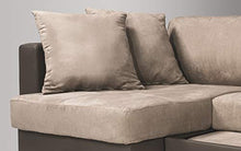 Dafne Italian Design Divano Letto angolare 2 posti con penisola a Sinistra. Similpelle Marrone, Tessuto Fango (cm. 267 x 158 x 88h)