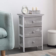 Rebecca Mobili Comodino decapato, cassettiera 3 cassetti, Legno Paulownia, Shabby, Bianco Grigio, Camera Bagno - Misure: 54 x 35 x 30 cm (HxLxP) - Art. RE4302