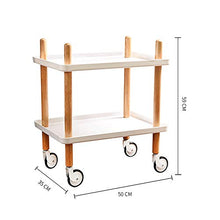 YIN YIN Carrello per Ripiani Carrello con ripiano, ripiano for Camera da Letto Mobile in Legno di bambù Mobile Mobile Flessibile con Carrello da Viaggio, Bianco, 50X35X59CM Carrello a rulli