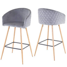 Coppia sgabelli HWC-D72 Metallo Velluto Grigio