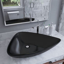 vidaXL Lavandino Triangolare in Ceramica Nera Sanitari Bagno Lavabo Lavello