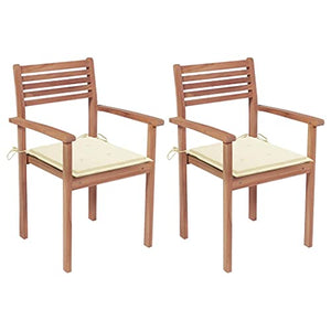 vidaXL Sedie da Giardino 2 pz con Cuscini Crema Massello di Teak