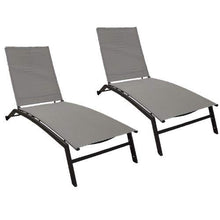 2X Lettino Prendisole Da Giardino Regolabile In 5 Posizioni 193 X 59 Cm Lettino Da Giardino E Piscina in Alluminio Con Rotelle Trasportabile E Pieghevole Tessuto Textilene Resistente Di Colore grigio