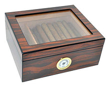 Eitida - Portasigarette da 25 a 50 sigarette con schermo superiore in vetro temperato in legno di cedro spagnolo Handcraft con igrometro e umidificatore integrato Macassar