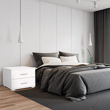 MIADOMODO® Comodino, Set da 2 - con 2 Cassetti, 40 x 40 x 35 cm, in MDF, Colore a Scelta - Armadietto, Mobiletto, Comodino da Camera da Letto, da Notte, Salotto (Bianco)