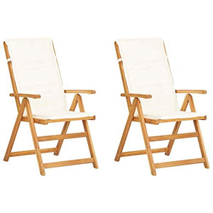 vidaXL 2X Legno Massello di Acacia Sedie Reclinabili da Giardino 5 Posizioni con Cuscini e Braccioli Rustiche Robuste Comode Seggiole Marrone