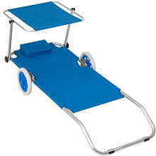 TecTake 800536 - Lettino da Spiaggia con Ruote, Tettuccio Parasole Regolabile Alluminio 176 cm - Disponibile in Diversi Colori (Blu | Nr. 402784)