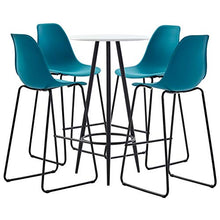 Tidyard Set 5 pz da Bar Design Moderno Alto in Plastica Turchese e Acciaio,Set Tavolo Rotondo e 4 Sedie da Bar Alti in Plastica,Set Tavolo e Sedie da Cucina Design in Plastica