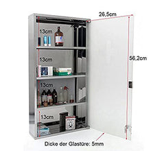 Armadio per medicinali in acciaio inox con serratura e 2 chiavi Tip-on automatico (4 scomparti argentati, 60 x 30 x 12 cm)